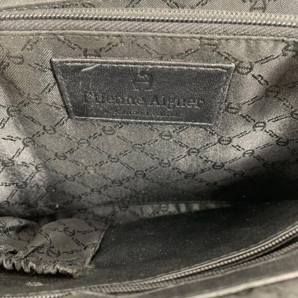 Etienne Aigner Front Flap Black Leather Crossbody Shoulder Bag Buckle Straps Y2K - Picture 11 of 12